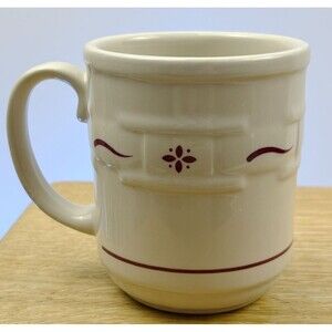 VTG Longaberger Woven Traditions Stoneware Mug Red Band USA Discontinued